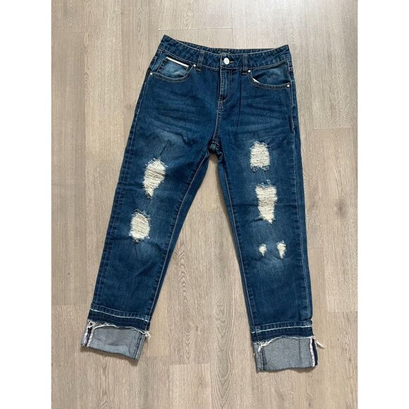 Armani Jeans Denim - AJ Armani Jeans Woman Distressed Straight Leg Jeans Sz 26